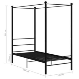 Vidaxl Canopy Bed Frame Without Mattress Black Metal 100X200 Cm - thumbnail 6