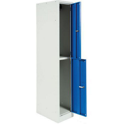 Manutan Expert 2 Tier Blue/grey Commercial Locker 1800X315X500mm - image 1