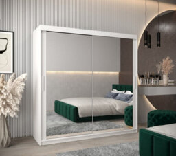 Arte Tokyo 03 Contemporary Mirrored 2 Sliding Door Wardrobe 9 Shelves 2 Rails White Matt (H)2000mm (W)2000mm (D)620mm - thumbnail 2