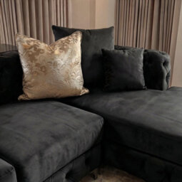 Monaco 4 Seater Chesterfield Chaise Sofa Black Velvet U Shaped Chaise- Deep Buttoned Cushions Upholstery Couch Lounge - thumbnail 2