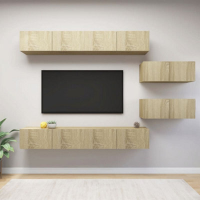 Berkfield 6 Piece Tv Cabinet Set Sonoma Oak Engineered Wood - image 1