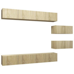 Berkfield 6 Piece Tv Cabinet Set Sonoma Oak Engineered Wood - thumbnail 2