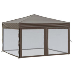 Walplus Folding Party Tent Garden Gazebo Canopy With Sidewalls Taupe 3X3 M - thumbnail 2