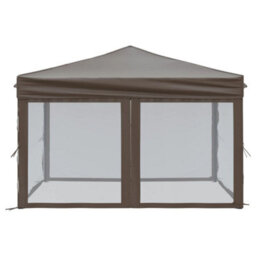 Walplus Folding Party Tent Garden Gazebo Canopy With Sidewalls Taupe 3X3 M - thumbnail 4