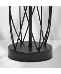 Lighting Supermarket Ashleigh Black Metal Lattice Cylinder Lantern Table Lamp With Grey Linen Shade - thumbnail 3