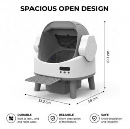 B2C Automatic Self Cleaning Cat Litter Box Open Top Wifi App 80L Litter Tray White 12 Bag Rolls For Litter Box (20 Liners Per Roll) - thumbnail 8