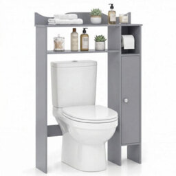 Over The Toilet Storage Cabinet With Toilet Paper Holder Bathroom Space Saver - thumbnail 1