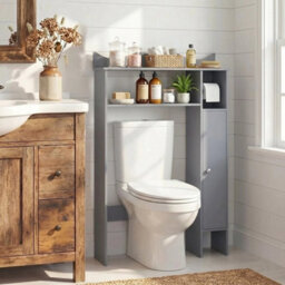 Over The Toilet Storage Cabinet With Toilet Paper Holder Bathroom Space Saver - thumbnail 3