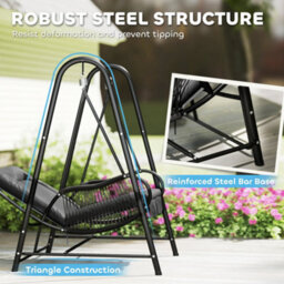 Outsunny Rattan Swing Chair With Stand And Seat Cushion, Dark Grey - thumbnail 6