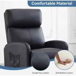 Black Push Back Recliner Armchair Home Theatre Lounge Seat Uk - thumbnail 5