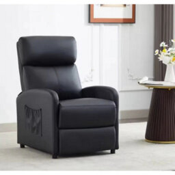 Black Push Back Recliner Armchair Home Theatre Lounge Seat Uk - thumbnail 1