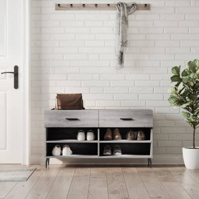 Berkfield Shoe Bench Grey Sonoma 102X35X55 Cm Engineered Wood - image 1