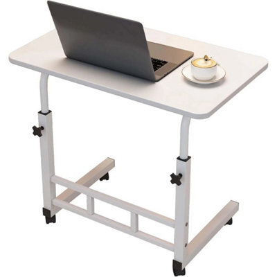 White Adjustable Computer Desk Small Space Overbed Office Home - image 1