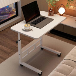 White Adjustable Computer Desk Small Space Overbed Office Home - thumbnail 4