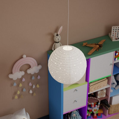 GoodHome Greylag White Star Round Lamp Shade (D)38Cm - image 1