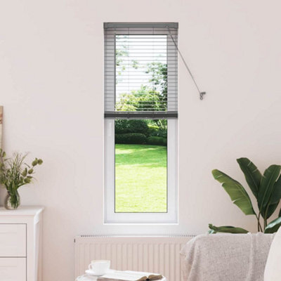 Berkfield Window Blind With Curtains Manual Dark Grey Aluminium - image 1