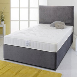 Divan Base Direct Shire Essentials Comfort Deep Quilted Sprung Divan Bed Set 4Ft6 Double 4 Drawers- Wool Bronze - thumbnail 1
