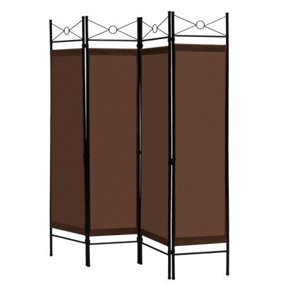 Costway 182Cm Room Divider 4-Panel Folding Steel Frame Divider - image 1