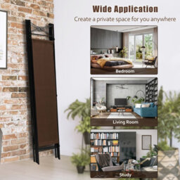 Costway 182Cm Room Divider 4-Panel Folding Steel Frame Divider - thumbnail 7