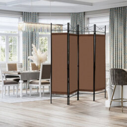 Costway 182Cm Room Divider 4-Panel Folding Steel Frame Divider - thumbnail 4