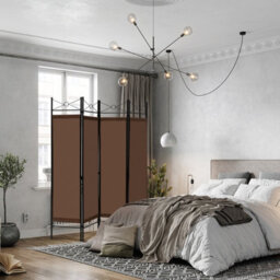 Costway 182Cm Room Divider 4-Panel Folding Steel Frame Divider - thumbnail 3