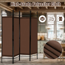 Costway 182Cm Room Divider 4-Panel Folding Steel Frame Divider - thumbnail 5