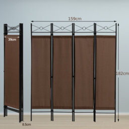 Costway 182Cm Room Divider 4-Panel Folding Steel Frame Divider - thumbnail 2