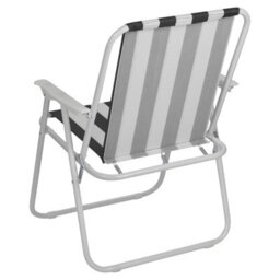 Urbn-Living Urbnliving 4Pcs White & Black Stripes Folding Deck Chairs With Garden Table Outdoor Patio Dining Furniture Set - thumbnail 5