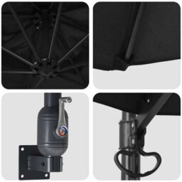 Berkfield Garden Parasol Black, Black 248 X 248 X 148 Cm Polyester, Steel - thumbnail 7