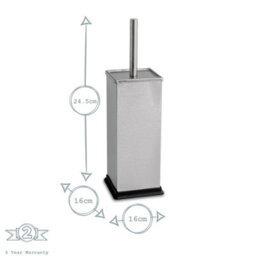 Harbour Housewares 3L Bathroom Bin & Brush Set - Brushed - Square Stainless Steel Slim Trashcan Pedal Bin & Toilet Brush Set - thumbnail 5