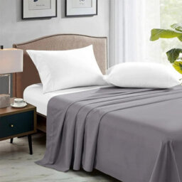 Ameha Flat Sheet 100% Egyptian Cotton Bedsheet Breathable Non Iron Fade Resistant Hotel Quality Grey Single Size 175X275 Cm - thumbnail 7