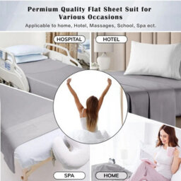 Ameha Flat Sheet 100% Egyptian Cotton Bedsheet Breathable Non Iron Fade Resistant Hotel Quality Grey Single Size 175X275 Cm - thumbnail 9