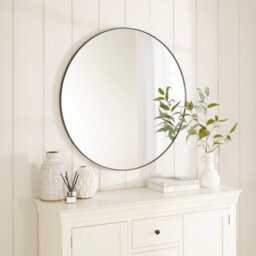 The Furniture Market Chic Large Round Black Framed Metal Wall Mirror Diameter 100Cm - thumbnail 2