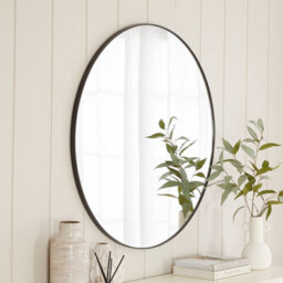 The Furniture Market Chic Large Round Black Framed Metal Wall Mirror Diameter 100Cm - thumbnail 3