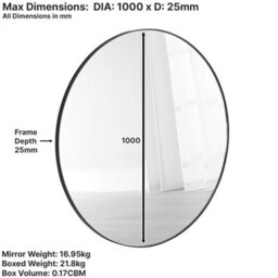 The Furniture Market Chic Large Round Black Framed Metal Wall Mirror Diameter 100Cm - thumbnail 9
