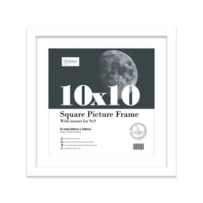 "10X10"" White Picture Frame - 10X10"" Square Frame With 9X9"" Mount For 10X10""/9X9"" Pictures Moderrn Style Thin Edge, 1 Pack" - image 1
