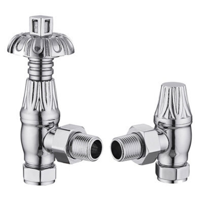 Plum&clay Pair Of Chrome Metal Head Radiator Valves - image 1