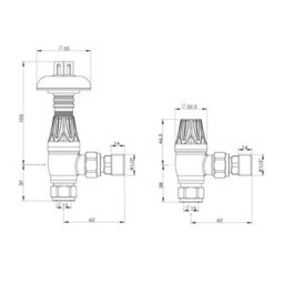 Plum&clay Pair Of Chrome Metal Head Radiator Valves - thumbnail 2