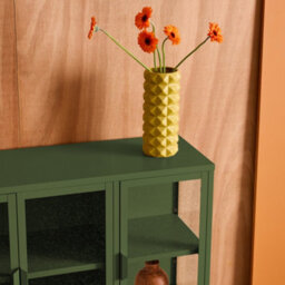 Sweeek - Industrial Metal And Tempered Glass Sideboard With 3 Doors 100Cm, Arkansas, Green, 100X35X80 Cm - thumbnail 6