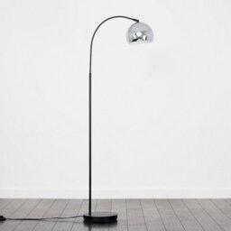 Valuelights Designer Style Black Curved Stem Floor Lamp With Polished Chrome Metal Dome Light Shade - thumbnail 4