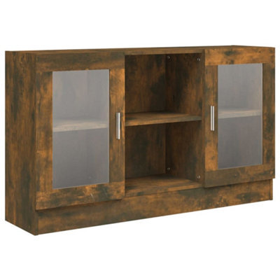 Berkfield Stylish Vitrine Cabinet Smoked Oak 120X30.5X70 Cm Engineered Wood - image 1