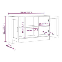 Berkfield Stylish Vitrine Cabinet Smoked Oak 120X30.5X70 Cm Engineered Wood - thumbnail 9