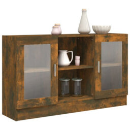 Berkfield Stylish Vitrine Cabinet Smoked Oak 120X30.5X70 Cm Engineered Wood - thumbnail 6