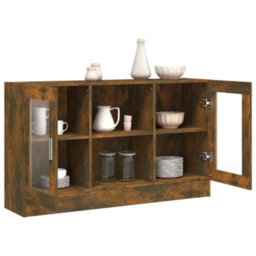 Berkfield Stylish Vitrine Cabinet Smoked Oak 120X30.5X70 Cm Engineered Wood - thumbnail 7