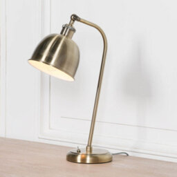 Aoife Industrial Style Satin Brass Metal Table Lamp With Shade - thumbnail 6