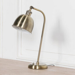 Aoife Industrial Style Satin Brass Metal Table Lamp With Shade - thumbnail 5