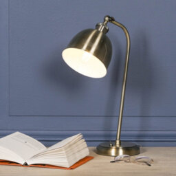 Aoife Industrial Style Satin Brass Metal Table Lamp With Shade - thumbnail 7