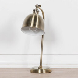 Aoife Industrial Style Satin Brass Metal Table Lamp With Shade - thumbnail 4