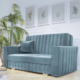 Viva Glam Iii 3 Seater Sofa Bed With Hidden Storage Sinuous Springs Solid Wood Legs Blue - thumbnail 1