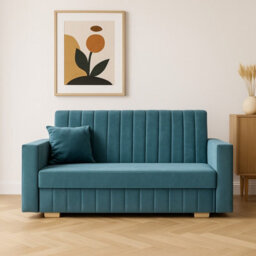Viva Glam Iii 3 Seater Sofa Bed With Hidden Storage Sinuous Springs Solid Wood Legs Blue - thumbnail 4